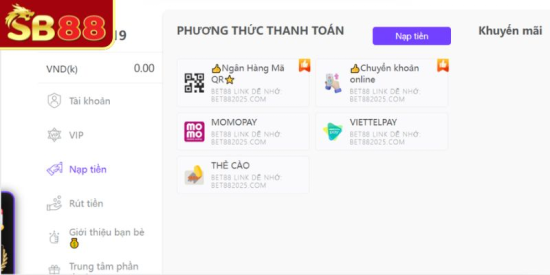 Nap Tien SB88 – Huong Dan Cach Nap Tien An Toan Nhat 2025